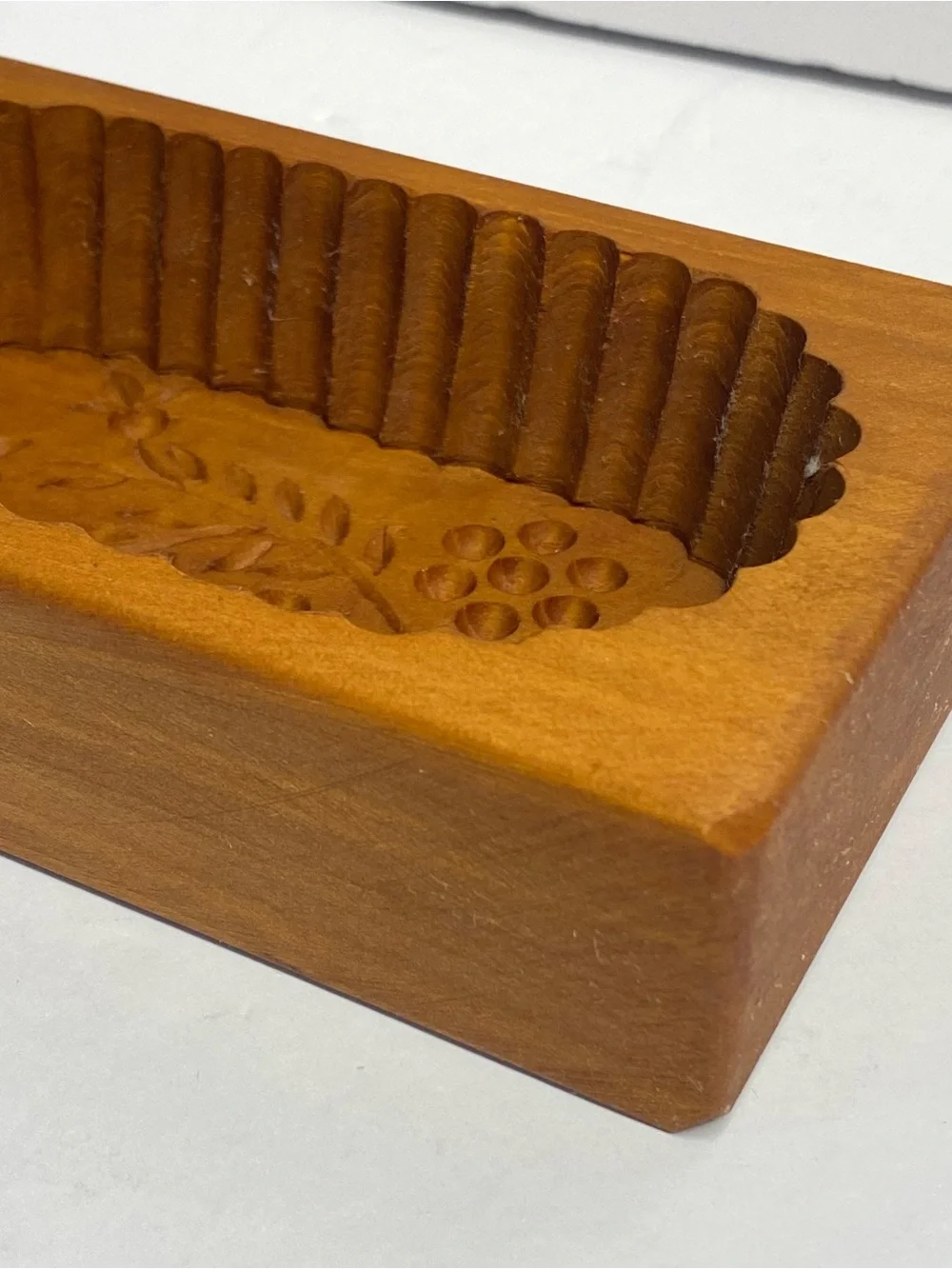 Vintage Hand Carved Wooden Butter Mold Floral Butter Press Farmhouse Primitive
